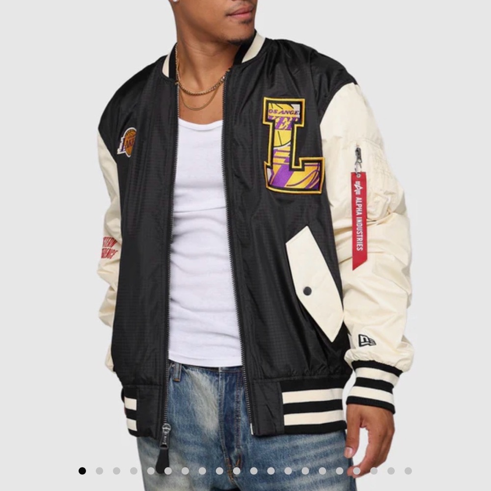 New Era x Alpha Industries Los Angeles Laker L-2B Bomber Jacket, Size XL